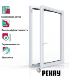 Пластиковое окно РЕХАУ GRAZIO, 5 камер, 70мм одностворчатое, Белое