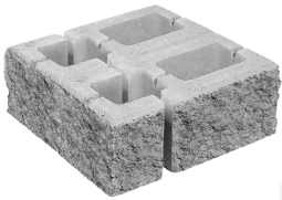 Заборный блок колотый, для колонн, 380х260х140мм, 380х120х140мм, серый