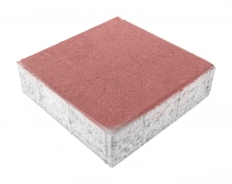 Тротуарная плитка Берит Квадрат Красная 300х300х80 на белом цементе