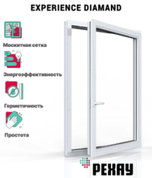 Пластиковое окно РЕХАУ DIAMAND 7 камер, 80мм одностворчатое, Белое