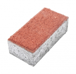 Тротуарная плитка Берит Прямоугольник Красная 200х100х60 без фаски на белом цементе