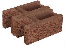 Заборный блок колотый, стеновой утолщенный, 380х380х140мм, клинкер
