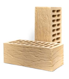 Кирпич лицевой керамический «Слоновая кость» «Глубокий Рустик» пустотелый утолщенный